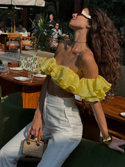 Sweet Style Ruched Lace-Up Halter Vacation Beach Party Tank Tops Mssza