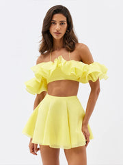 Sweet Style Ruched Lace-Up Halter Vacation Beach Party Tank Tops Mssza