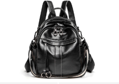 Casual Daypack Soft Genuine Leather Waterproof Mini Rucksack Shoulders Backpack Mssza