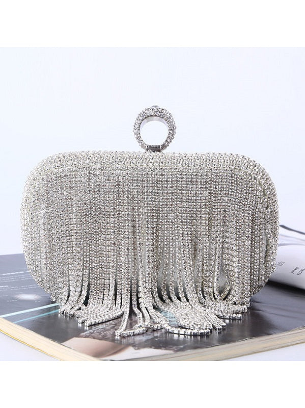 Tassel Chain Diamante Clutch Bag Mssza