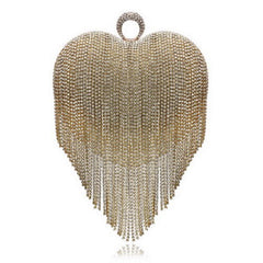 Diamonds Heart Design Clutch One Side Handle Rhinestones Purse Mssza