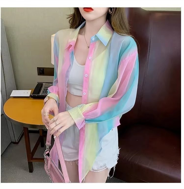 Thin Chiffon Lace Up Cardigan Long Sleeve Sun Protection Plus Size Shirt Mssza