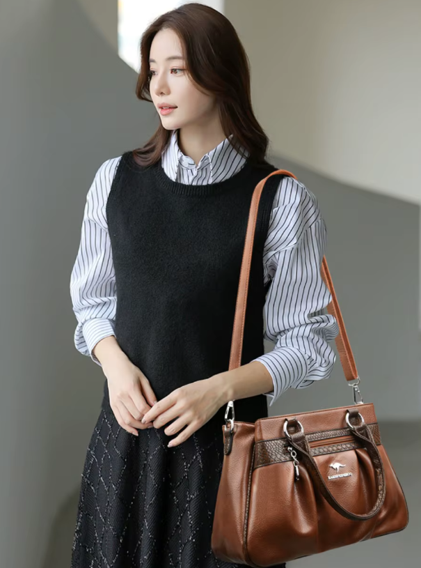Three Layers Luxury Casual Tote Leather Big Shoulder Crossbody Bags Mssza