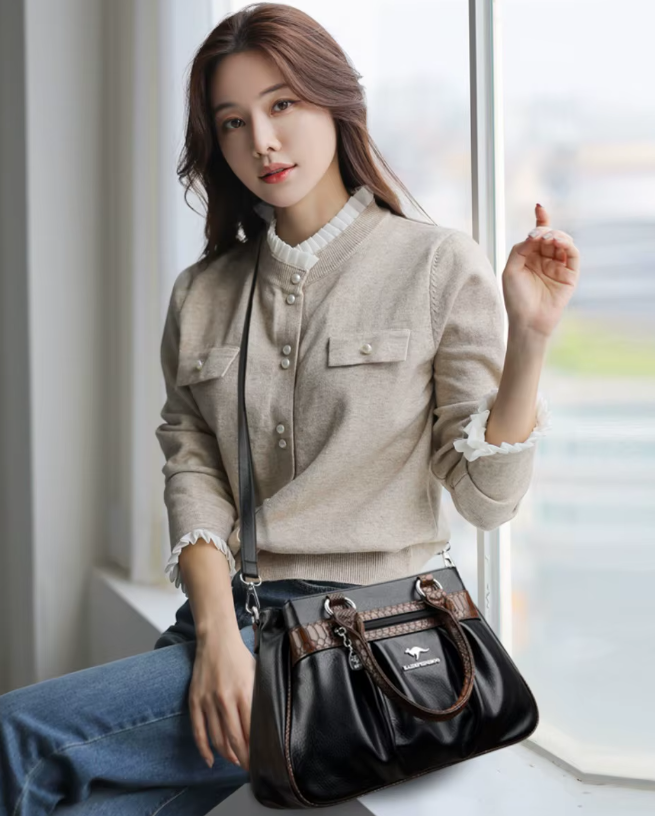Three Layers Luxury Casual Tote Leather Big Shoulder Crossbody Bags Mssza