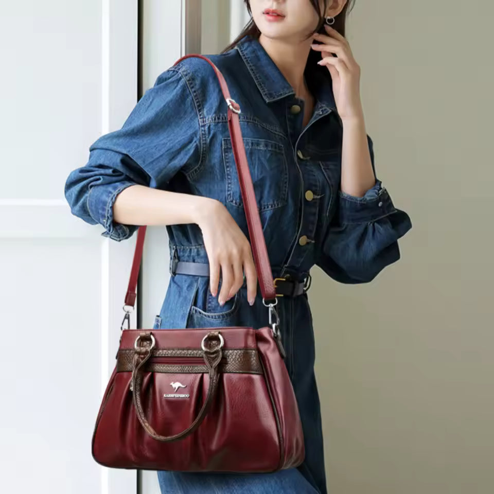 Three Layers Luxury Casual Tote Leather Big Shoulder Crossbody Bags Mssza