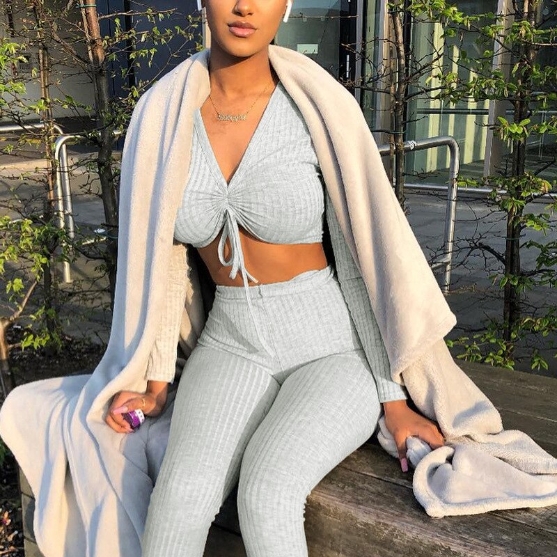 Tie Bow Sport Outfit Clothes Two Piece Sets Mssza