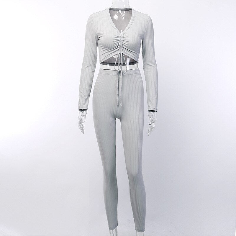 Tie Bow Sport Outfit Clothes Two Piece Sets Mssza