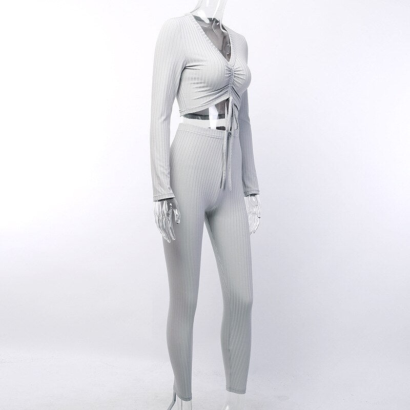 Tie Bow Sport Outfit Clothes Two Piece Sets Mssza