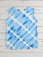 Tie Dye O-neck Sleeveless Pocket Casual Tank Top Mssza