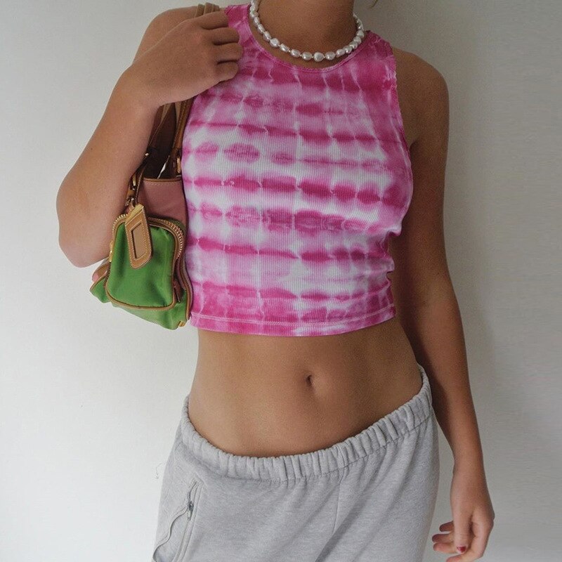 Tie Dye Print Sleeveless Tanks Top Mssza
