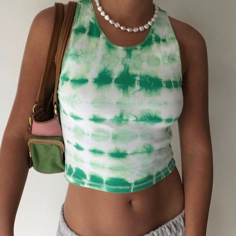 Tie Dye Print Sleeveless Tanks Top Mssza