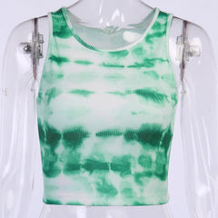 Tie Dye Print Sleeveless Tanks Top Mssza