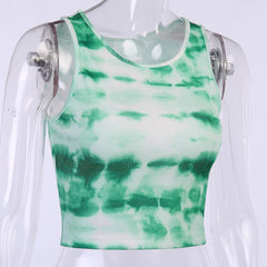 Tie Dye Print Sleeveless Tanks Top Mssza