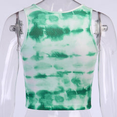 Tie Dye Print Sleeveless Tanks Top Mssza