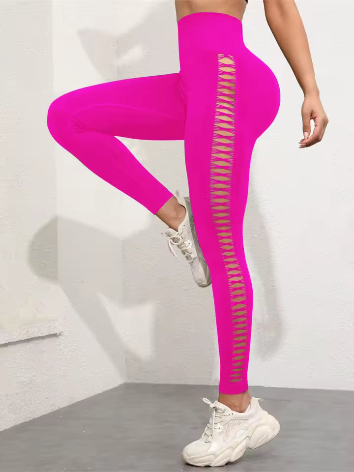 Trendy Scrunch Butt Lifting Side Mesh Design Seamless Leggings Mssza