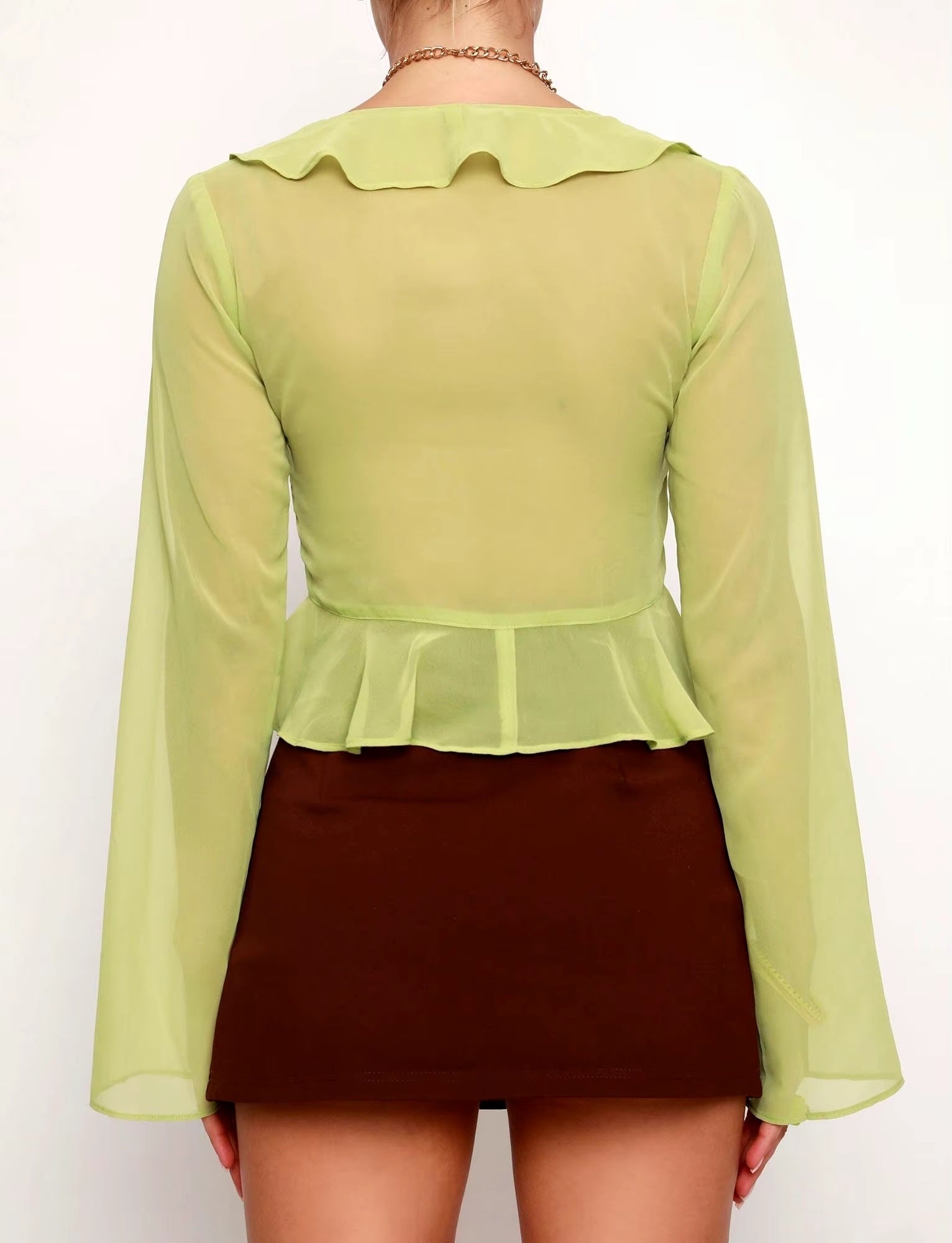 Tie Up Open Front Lace Cardigan Lace Up Lapel Crop Tops Vintage Shirt Mssza