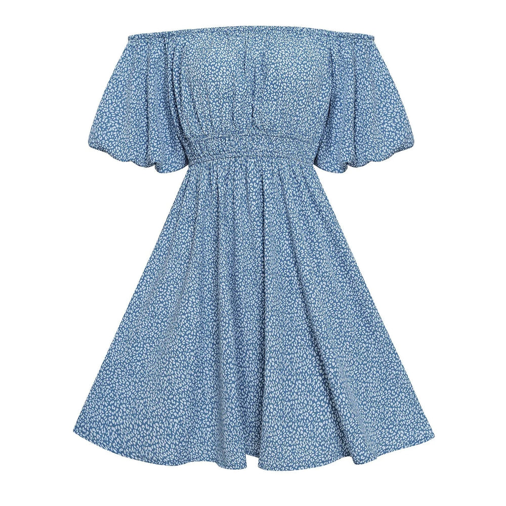 Plead Backless Short Off Shoulder Printed Waist Petite Beach Boho Dress Mssaz Desses