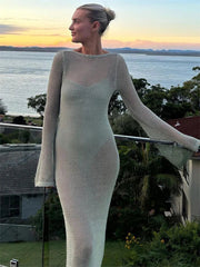 Knitted Bandage Side Split Sleeveless Slim Hip Wrap Evening Casual Dress Mssaz Desses