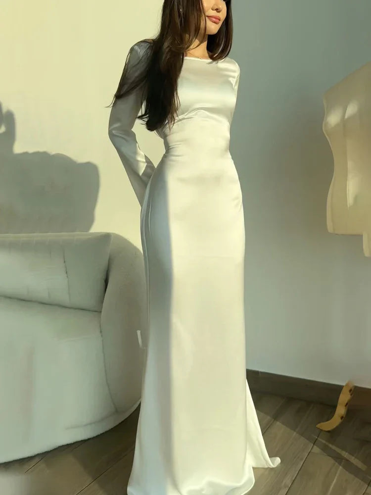 Bandage Patchwork Solid Long Sleeve Lace-Up   High Waist  Casual Dress Mssaz Desses