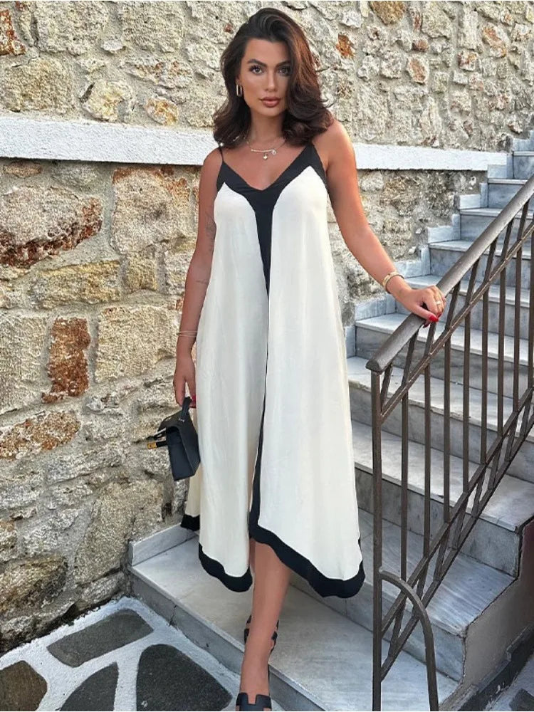 Chiffon Contrast Off-Shoulder Female  Casual Dress Mssaz Desses