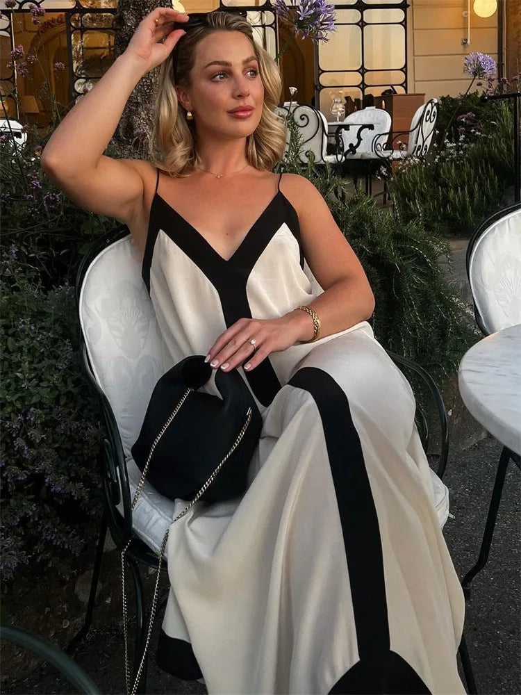 Chiffon Contrast Off-Shoulder Female  Casual Dress Mssaz Desses