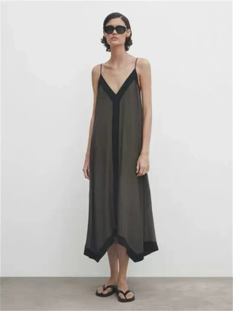 Chiffon Contrast Off-Shoulder Female  Casual Dress Mssaz Desses