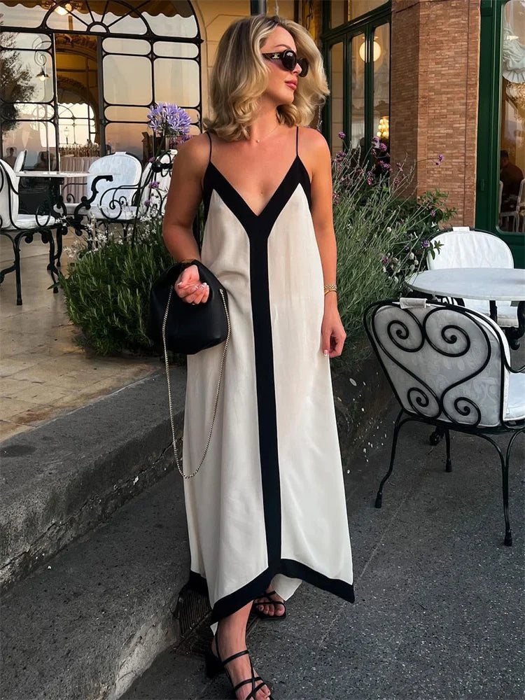 Chiffon Contrast Off-Shoulder Female  Casual Dress Mssaz Desses