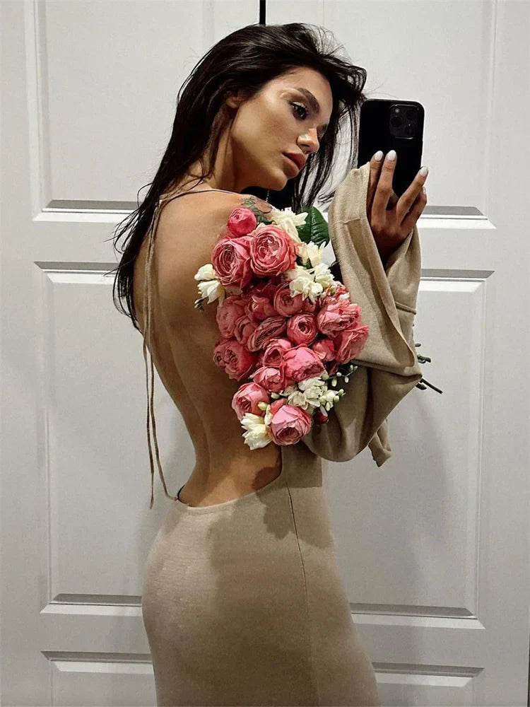 Knit Off-Shoulder Loose   Casual Dress Mssaz Desses