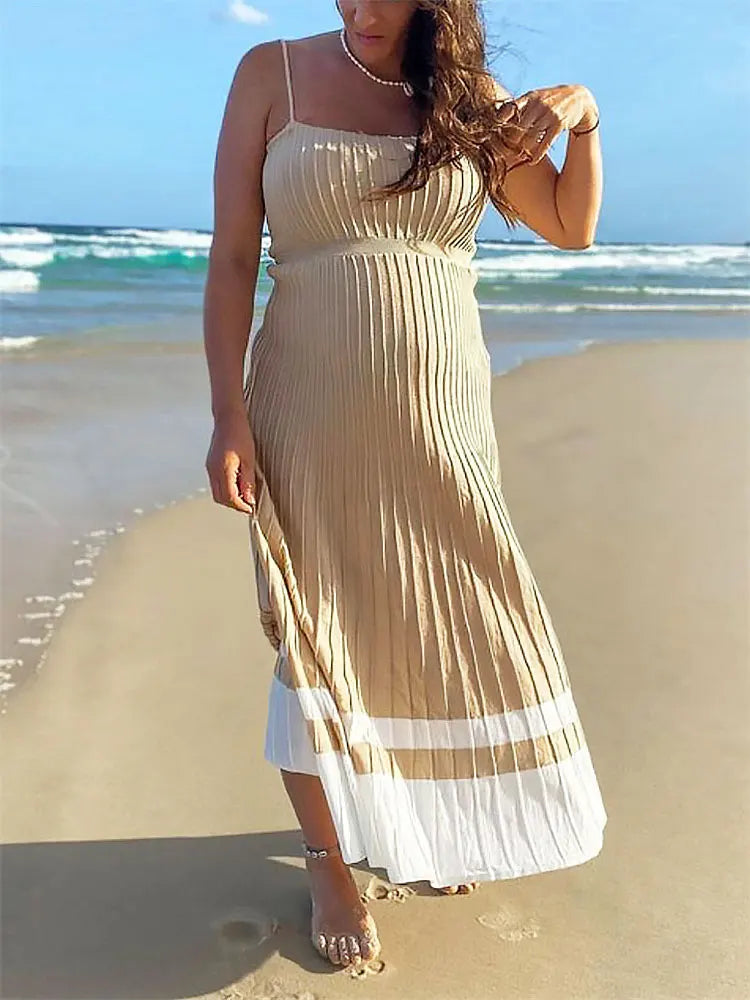 Chiffon Off-Shoulder Female Maxi  Patchwork Holiday Casual Dress Mssaz Desses