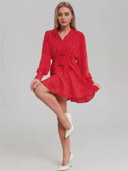 High Waist Mini Bandage Printed Casual Dress Mssaz Desses