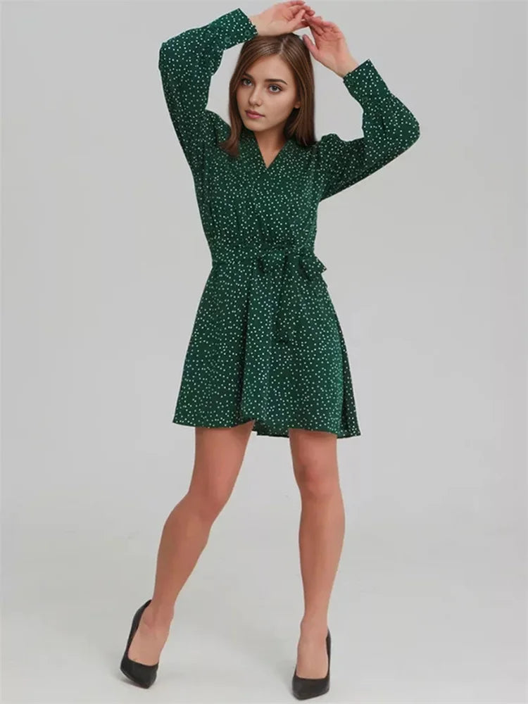 High Waist Mini Bandage Printed Casual Dress Mssaz Desses