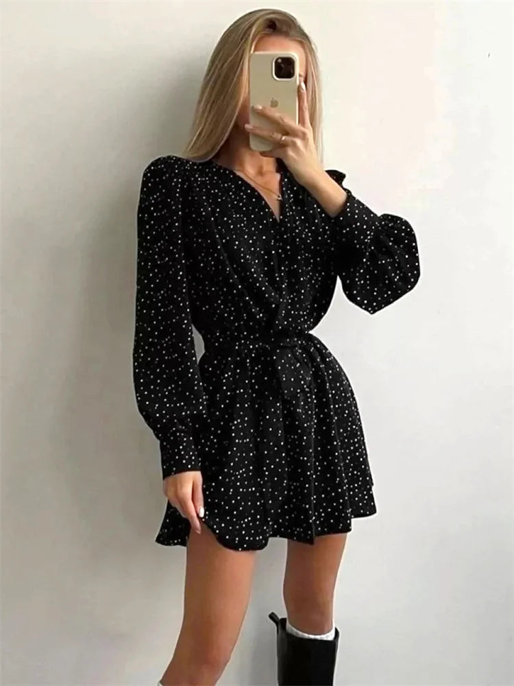 High Waist Mini Bandage Printed Casual Dress Mssaz Desses