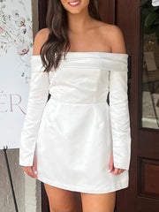 Off Shoulder Color Short Strapless Female A-Line Sleeve Evening Party Spring  New Casual Dress Mssaz Desses
