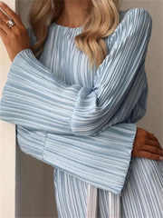 Gradient Lace Up New Sleeved Loose Pullover High Waist Party Casual Dress Mssaz Desses