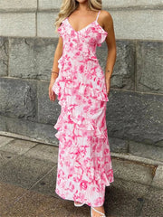 V-Neck Backless Spaghetti High Waist Party Dress  Long Casual Dress Mssaz Desses