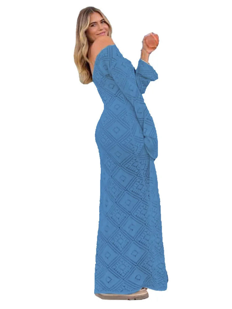 Sleeve Backless Hollow Out Holiday Beach Outfits V-Neck Pullover Casual Dress Mssaz Desses