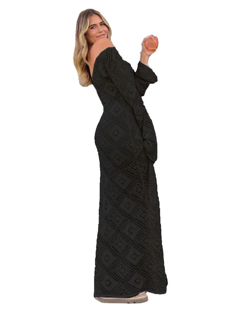 Sleeve Backless Hollow Out Holiday Beach Outfits V-Neck Pullover Casual Dress Mssaz Desses