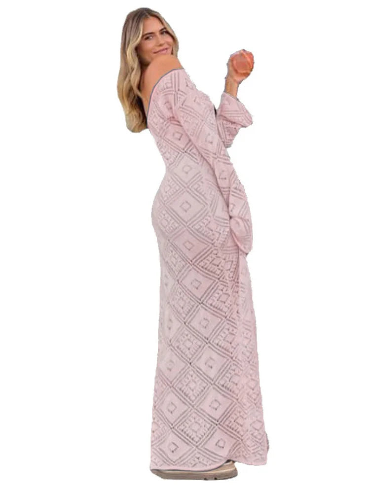 Sleeve Backless Hollow Out Holiday Beach Outfits V-Neck Pullover Casual Dress Mssaz Desses