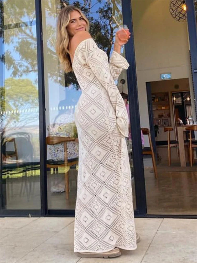 Sleeve Backless Hollow Out Holiday Beach Outfits V-Neck Pullover Casual Dress Mssaz Desses