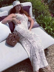 Female Cover Up Mesh See-Through Split Long Sleeve  Beach New Casual Dress Mssaz Desses