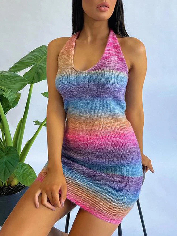 Knitted Spaghetti Strap Maxi Dresses Holiday Hollow Out Split Beach Clothes  Casual Dress Mssaz Desses