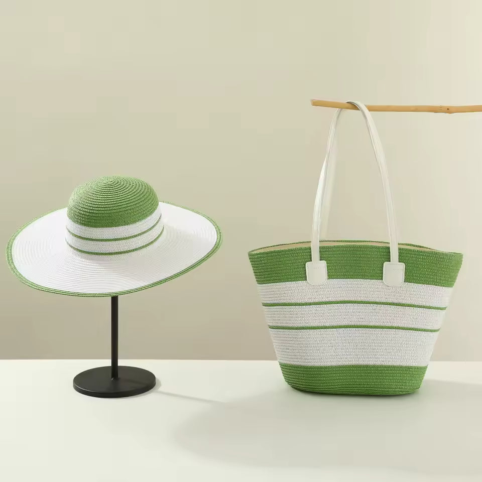 Travel Beach Outdoor Sun Hat Straw Hat Bag Set Mssza