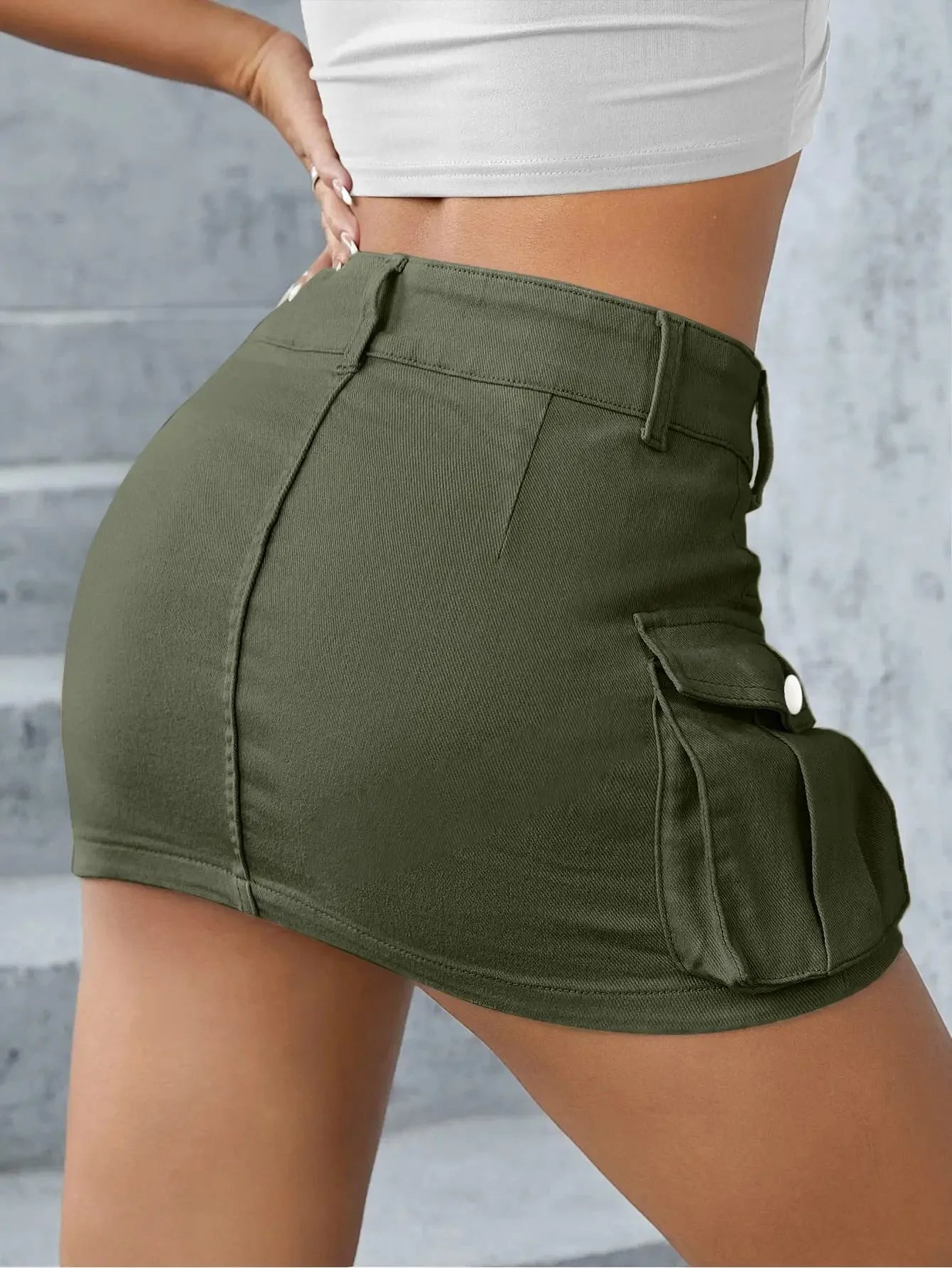 Trend Independent Stand Outside Trade Solid Color Low Waist Slimming Mid-Length Shorts Mssza
