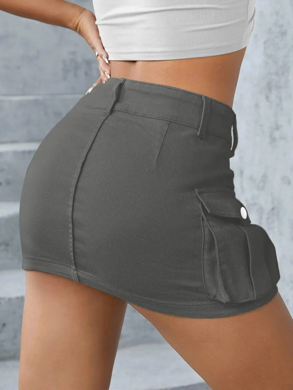 Trend Independent Stand Outside Trade Solid Color Low Waist Slimming Mid-Length Shorts Mssza