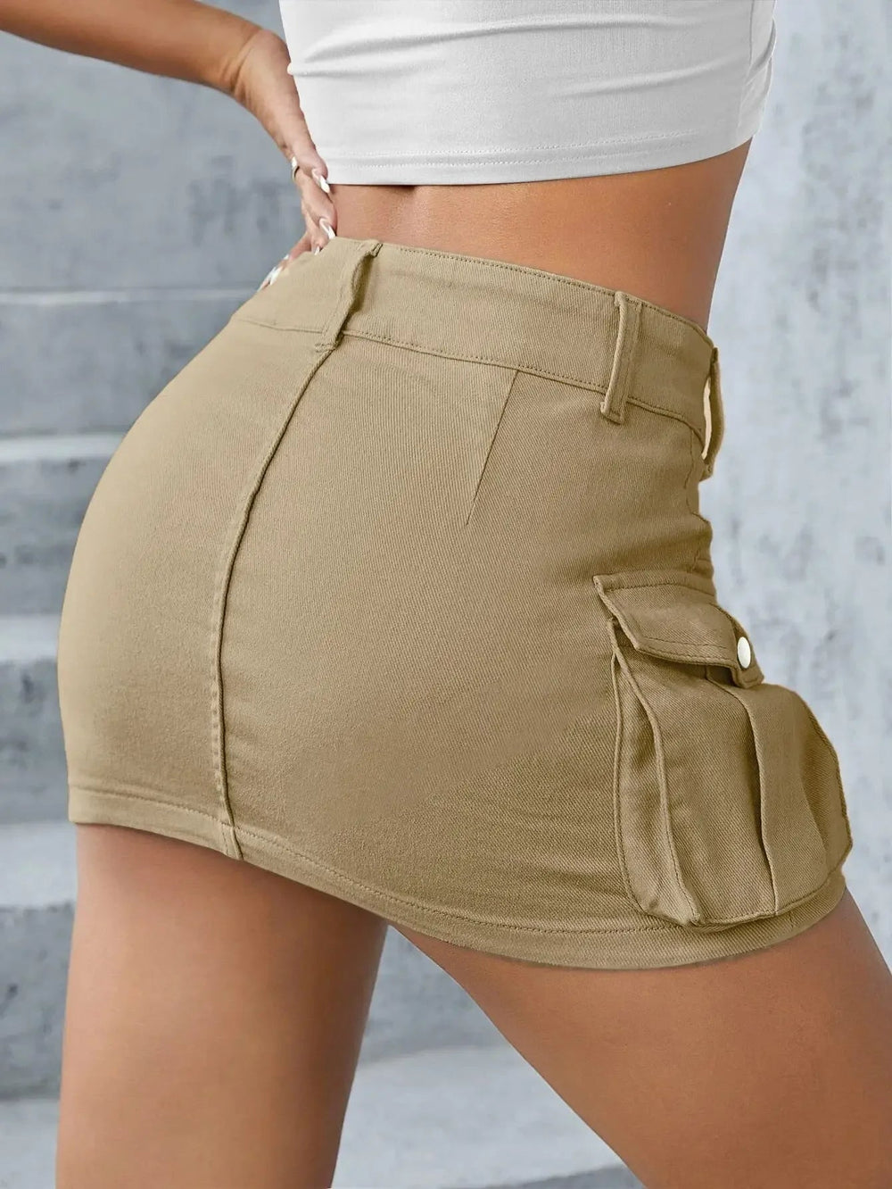 Trend Independent Stand Outside Trade Solid Color Low Waist Slimming Mid-Length Shorts Mssza