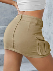 Trend Independent Stand Outside Trade Solid Color Low Waist Slimming Mid-Length Shorts Mssza
