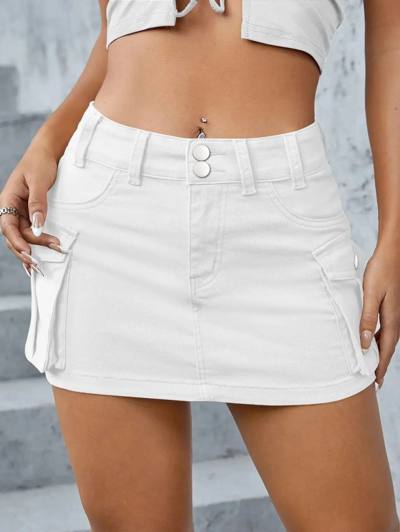 Trend Independent Stand Outside Trade Solid Color Low Waist Slimming Mid-Length Shorts Mssza