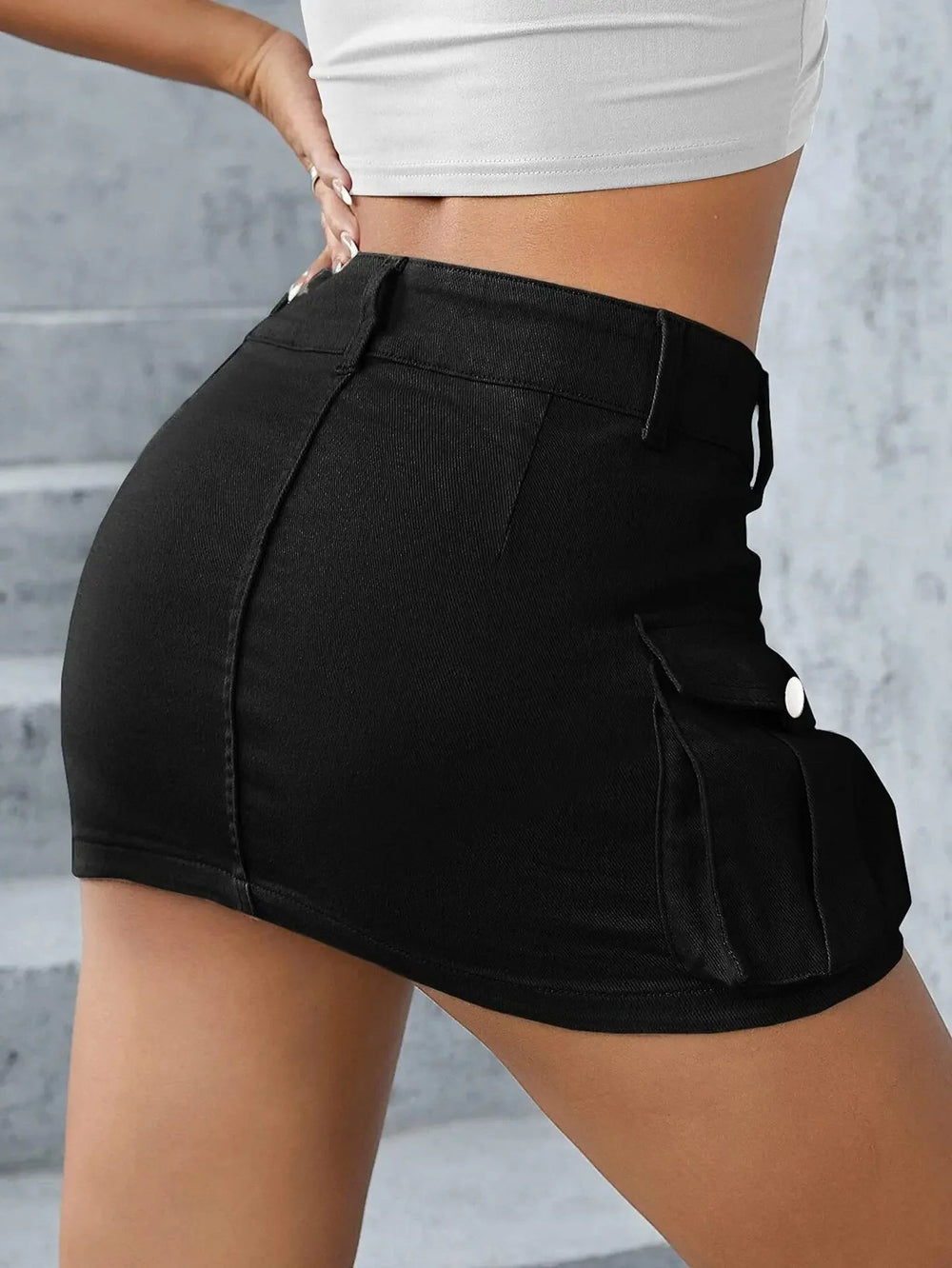 Trend Independent Stand Outside Trade Solid Color Low Waist Slimming Mid-Length Shorts Mssza