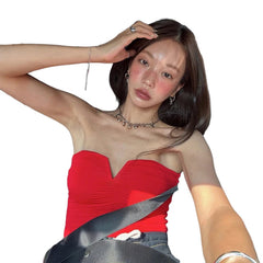 Trend Off Shoulder Backless Skinny Stretch Street Wild Solid Tank Top Mssza
