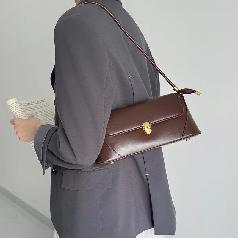 Trend Solid Designer Tote Flap PU Leather Underarm Versatile Shoulder Handbags Mssza